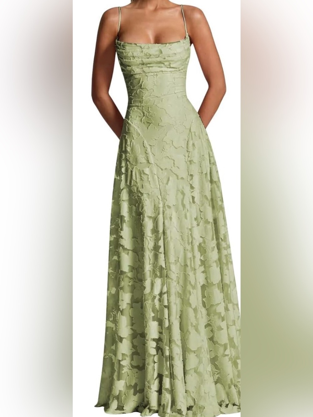 Bridesmaid Green Maxi Floral Dress - Picture 1 of 3